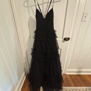 Elegant Black Ruffled Gown